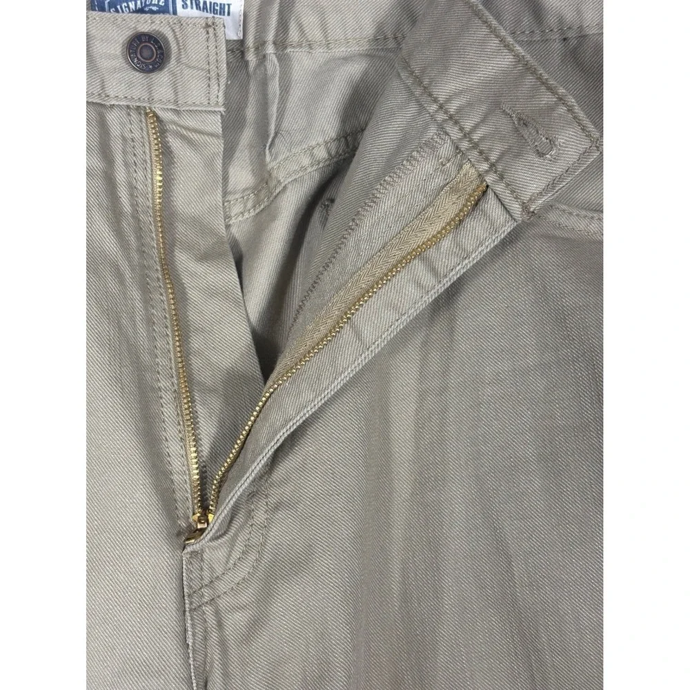 Signature by Levi Strauss Mens Straight Leg Khaki Tan Cotton Pants 42 x 26